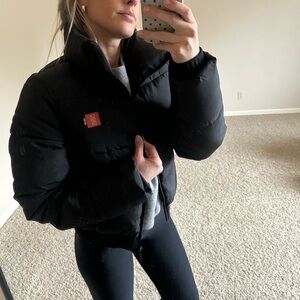 P.E Nation Black Crop Puffer Jacket • XS